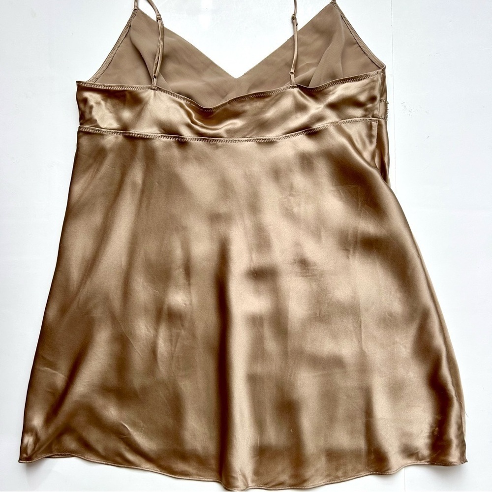Victoria's Secret Gold Tan Silk Beaded Sequin Cami Spaghetti Strap Baby Doll M - Picture 8 of 10